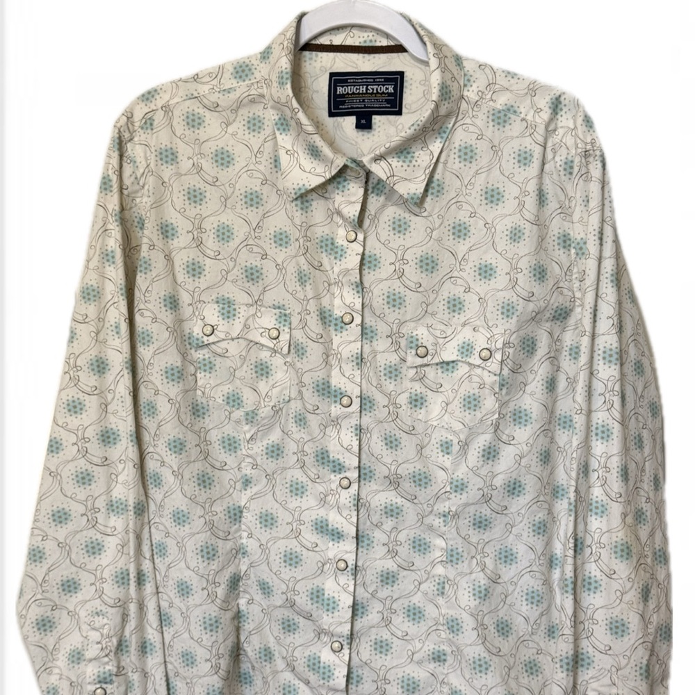 Panhande Slim Rough Stock Button Down Shirt Women’s  Snaps Western XL